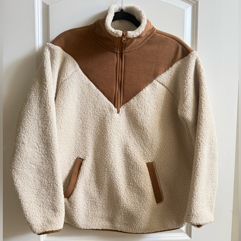 Time and Tru Tan and Cream Sherpa Jacket